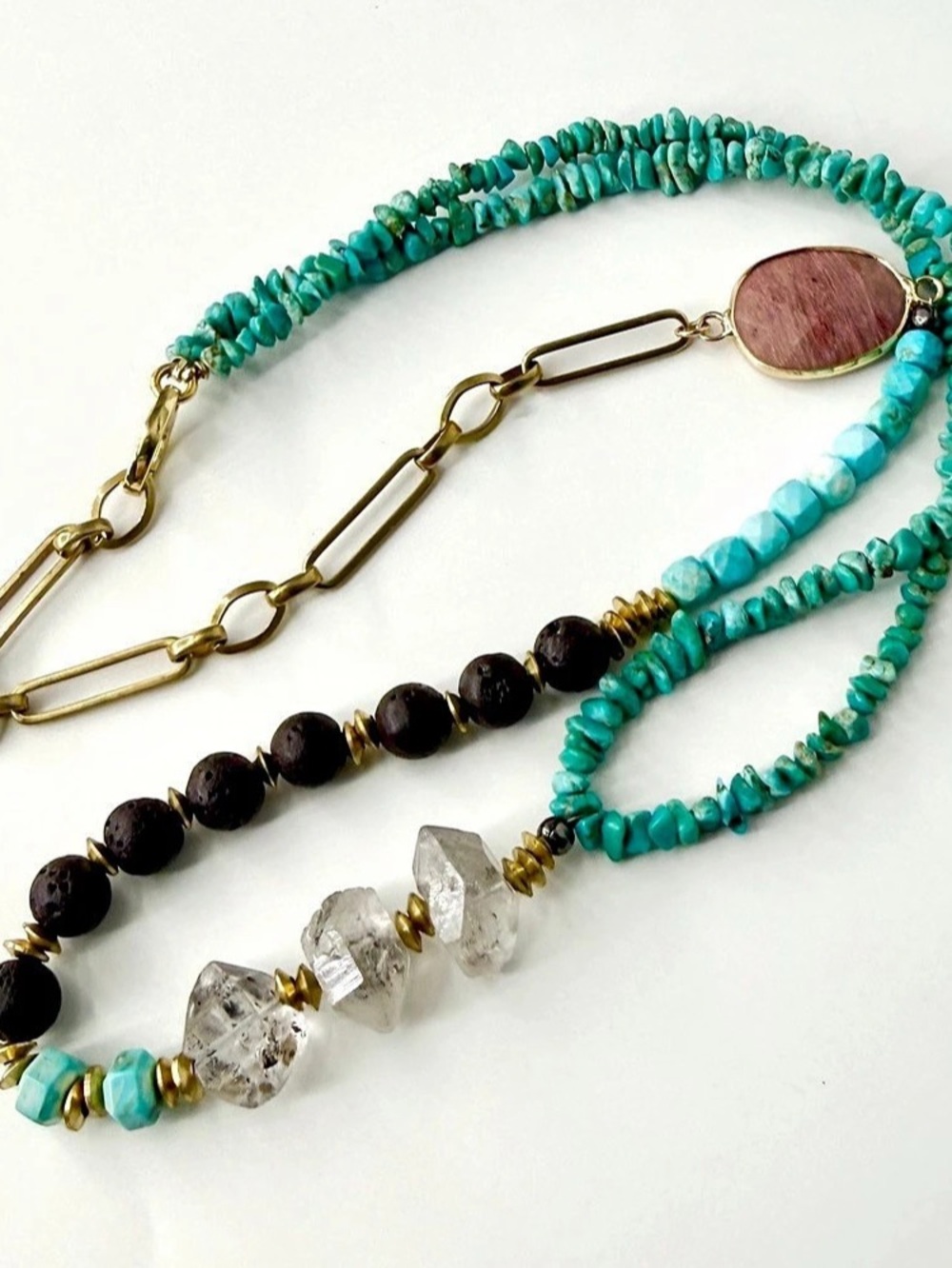 Mixed Gemstone Necklace, Turquoise Jewelry, Sundance Inspired Jewelry